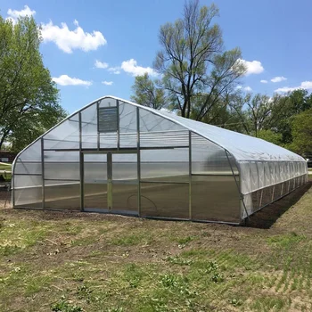 single span  Gothic greenhouse net galvanized steel hoop greenhouse
