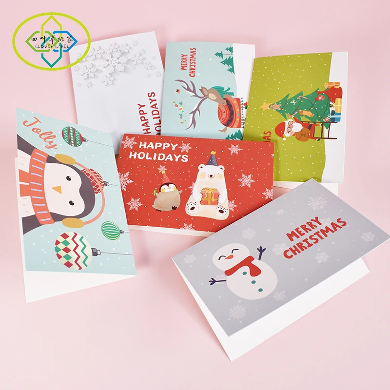 Недорогие рождественские праздничные открытки на заказ, набор поздравительных открыток, рождественский подарок, поздравительная открытка с принтом
