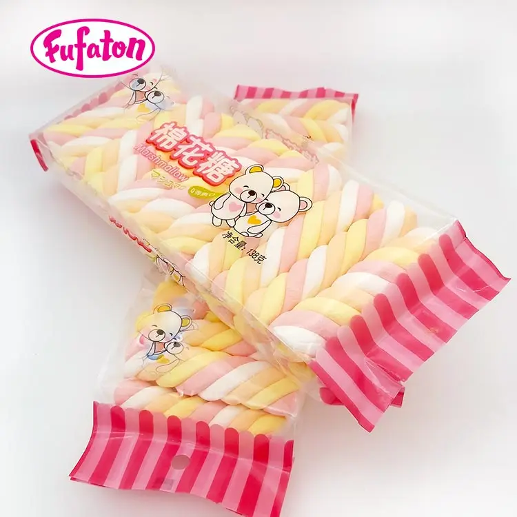 Fruit Flavored Colorful Long Twist Marshmallow Candy