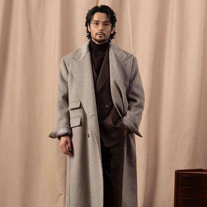 VAGTON Chester Woolen Coat - 100% Wool Double Breasted Jacket