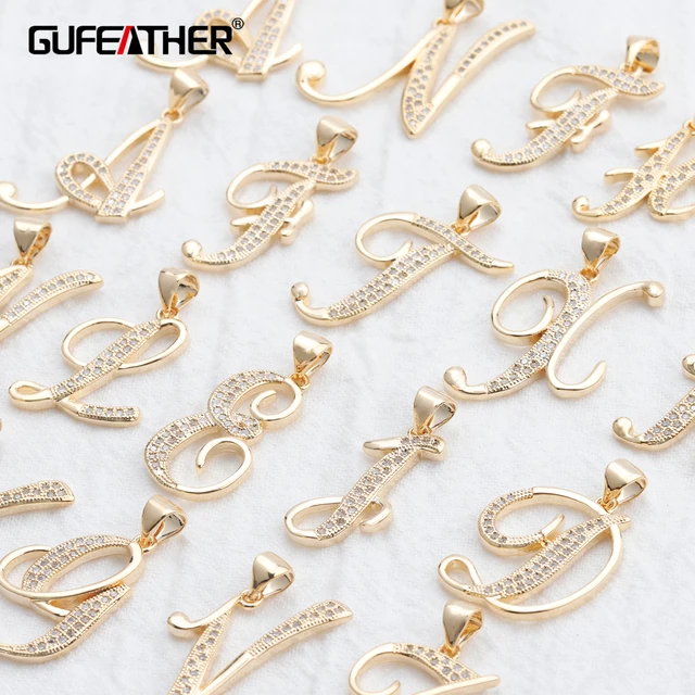 M812   jewelry accessories,pass REACH,nickel free,18k gold plated,zircons,diy letter pendants,earrings making findings,6pcs/lot