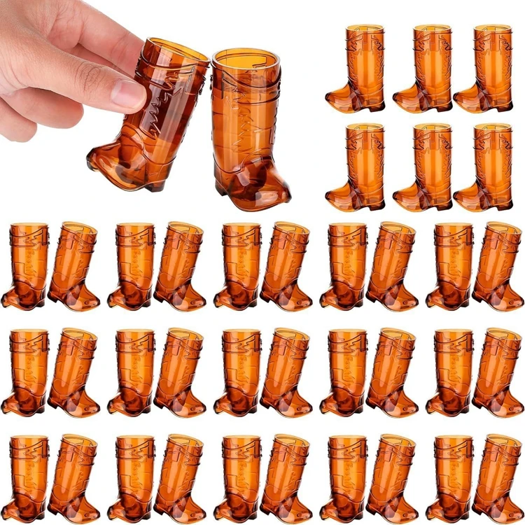 Hstyle Cowboy Boot Shot Glasses Mini Plastic Boot Cups Pink Beer Boot Mugs Western Cowboy Cowgirl Theme Party Supplies HS1799