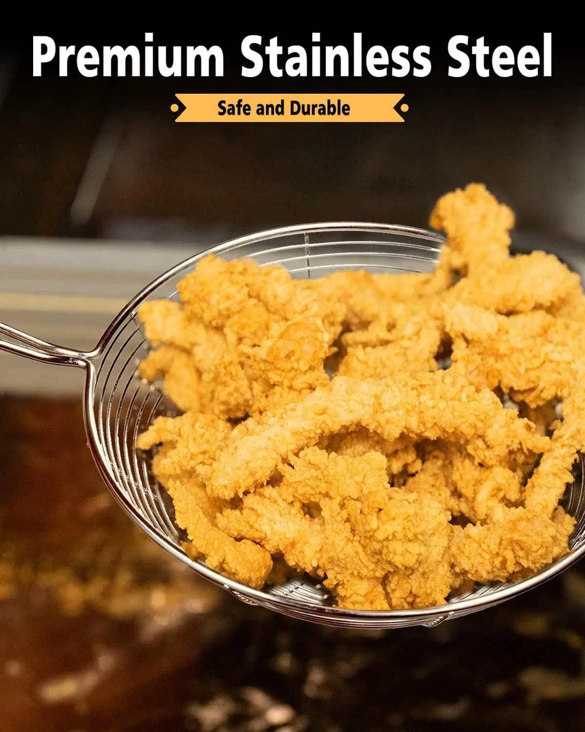 Профессиональный ячеистая сеть нержавеющей стали Паста шумовка ложка для жарки кухонная утварь с ложки длинной ручкой очень большой паук