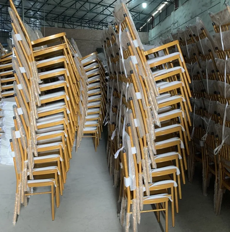 Modern Cheap Furniture Dining Table Set Gold Stackable Metal Restaurant