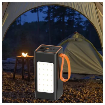 High Quality Large Capacity USB Charger Power Bank 50000mAh 70000mAh Mobile Phone Laptop Portable Charger Lights Outdoor Camping