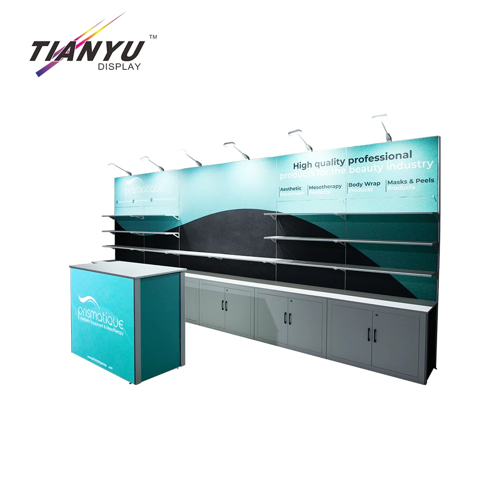 Tianyu Aluminium Profile Big Trade Show Exhibition Booths Portable Folding Modular Exhibition Booth Shelf Display Stand
