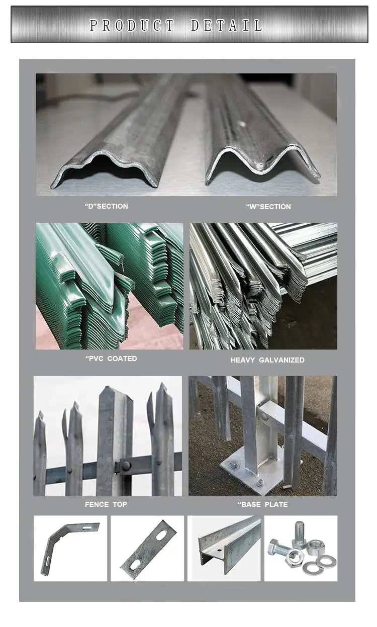 Hohes Standardgalvanisiert und das überzogene Stahlpalisade-Zaun-u. Tor-Metallplatten-Sicherheits-Fechten pulverisieren