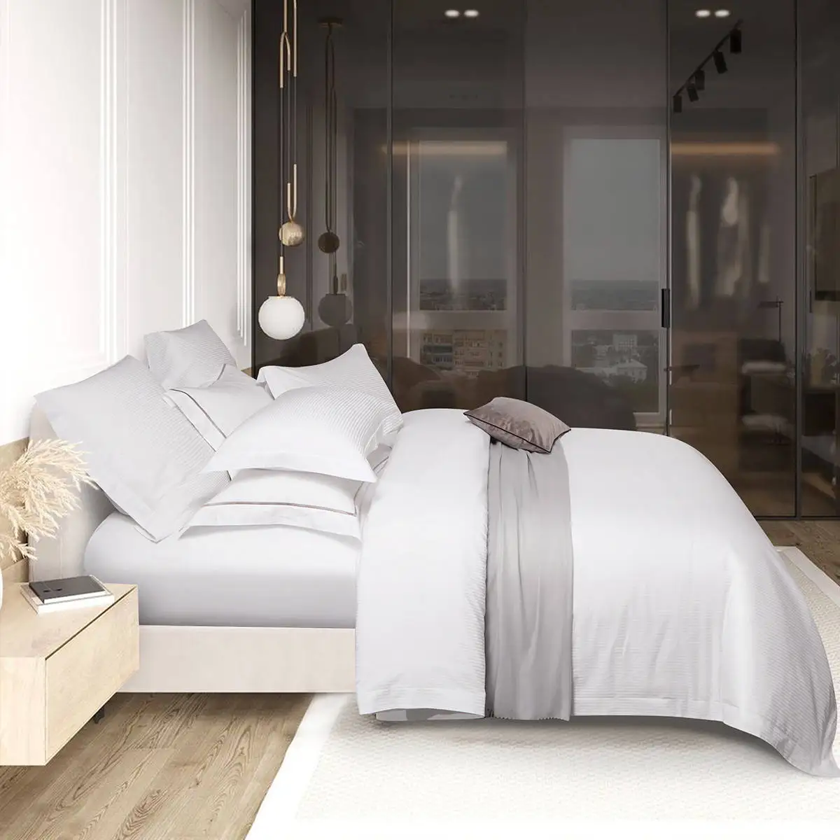 Luxury Hotel Linen Supplies Size Design Comforter Bedding Set Stripe