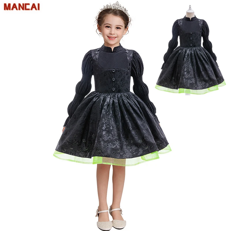 Girls Halloween Elphaba Witch Black Dress Children Black Lace Fluffy Gown  Carnival Wicked Cosplay Costume Kids Halloween Party