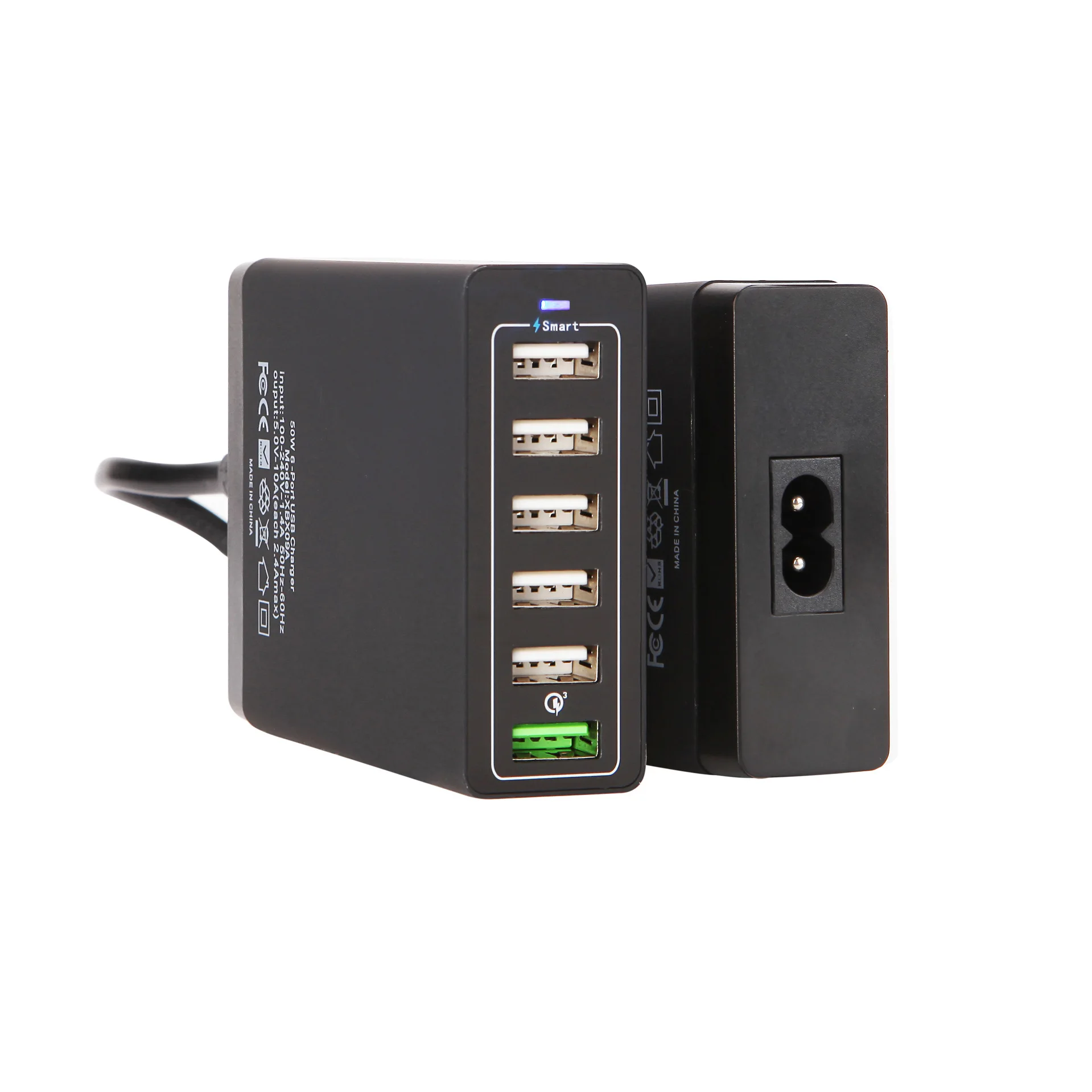 50W 10A Multi Port USB Quick Charger with Smart Technology 6 port Travel Charger For Mobile Phone and Tablet