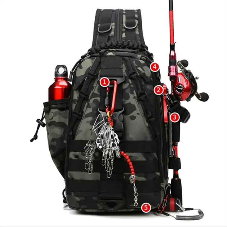 Lure Rucksack Waterproof Fishing Sling Backpack Multifunctional Fishing Gear Bag Rod ...