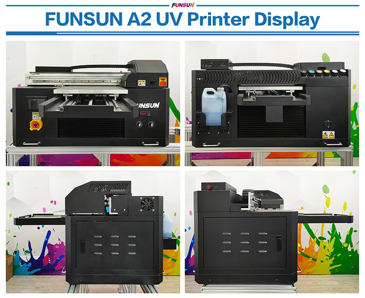 Funsun Multifunctional A2 LED UV Flatbed Printer Varnish Phone Case Glass Cylinder Bottle UV Printer for Multi-layer Printing