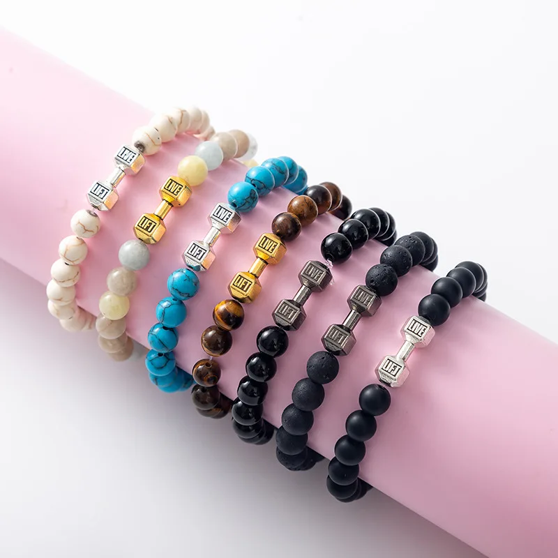 Braccialetti Con Manubri Per Ansia - Set In Pietra Naturale, Regolabile Per Fitness E Yoga - Foto 7