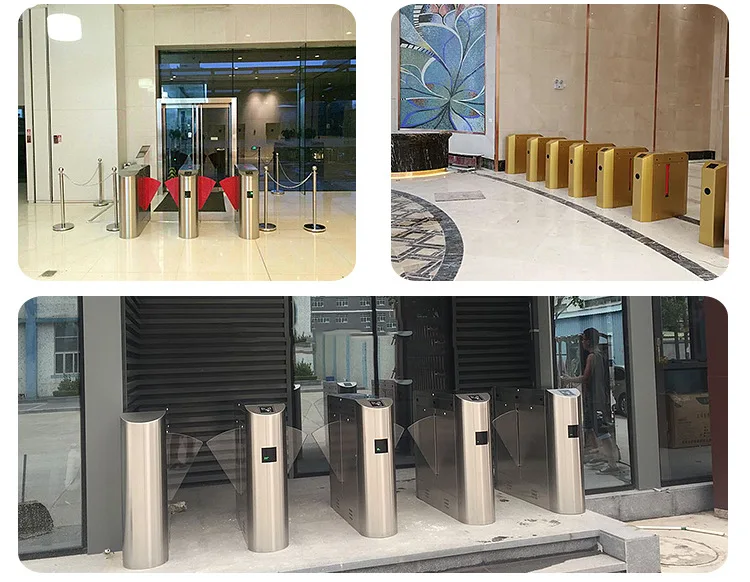 CE Certificate Access Turnstile Flap Barrier Gate RFID Card Reader for Office Gym Fitness Center Flap Barrier Gate