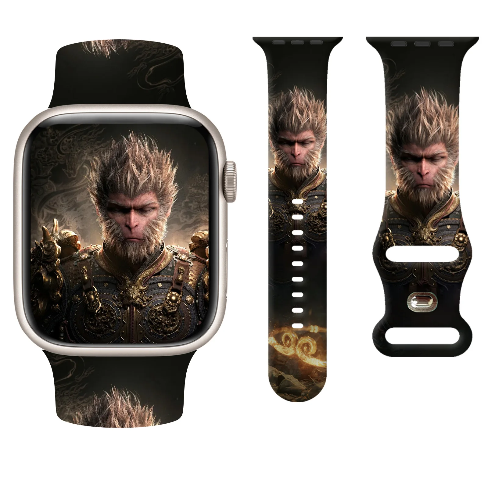 Laudtec Bd001 Black Myth Wukong Watch Band Silicone Strap 38 40 41 Mm New Design Cover Comfort Fit For Iwatch S9 S8 S7