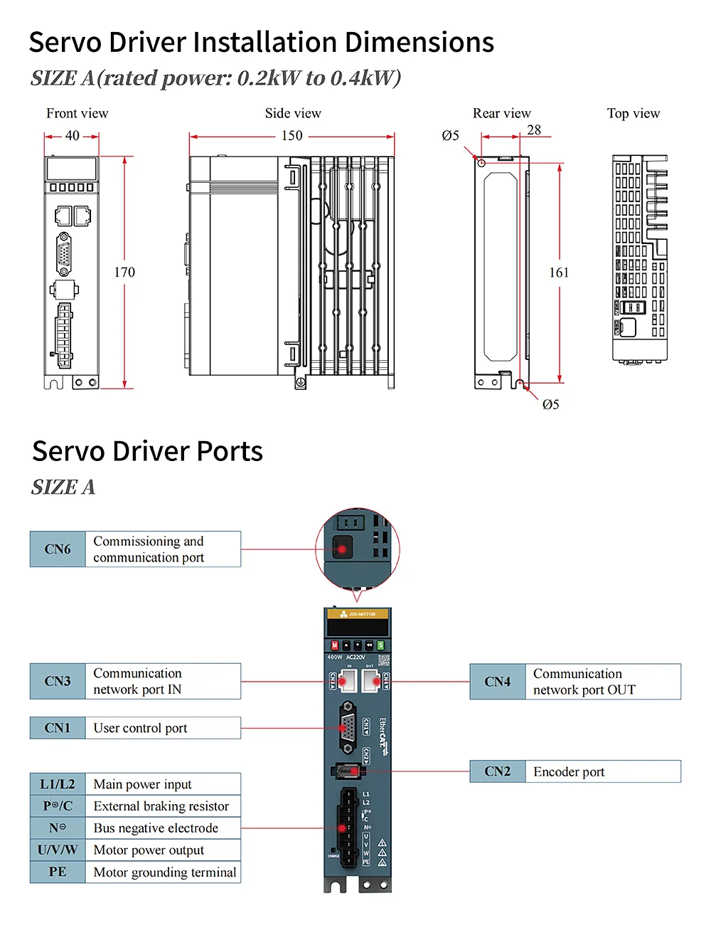 EtherCAT IP67 17-bit Ac Servo Drive Single-phase Servo Motor kit 400W 220VAC 3000RPM 1.27N.m ac servo motor manufacture