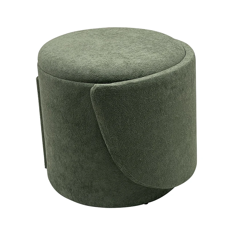 Fabric Storage Seat Home Space Saving Ottoman Stool with backrest