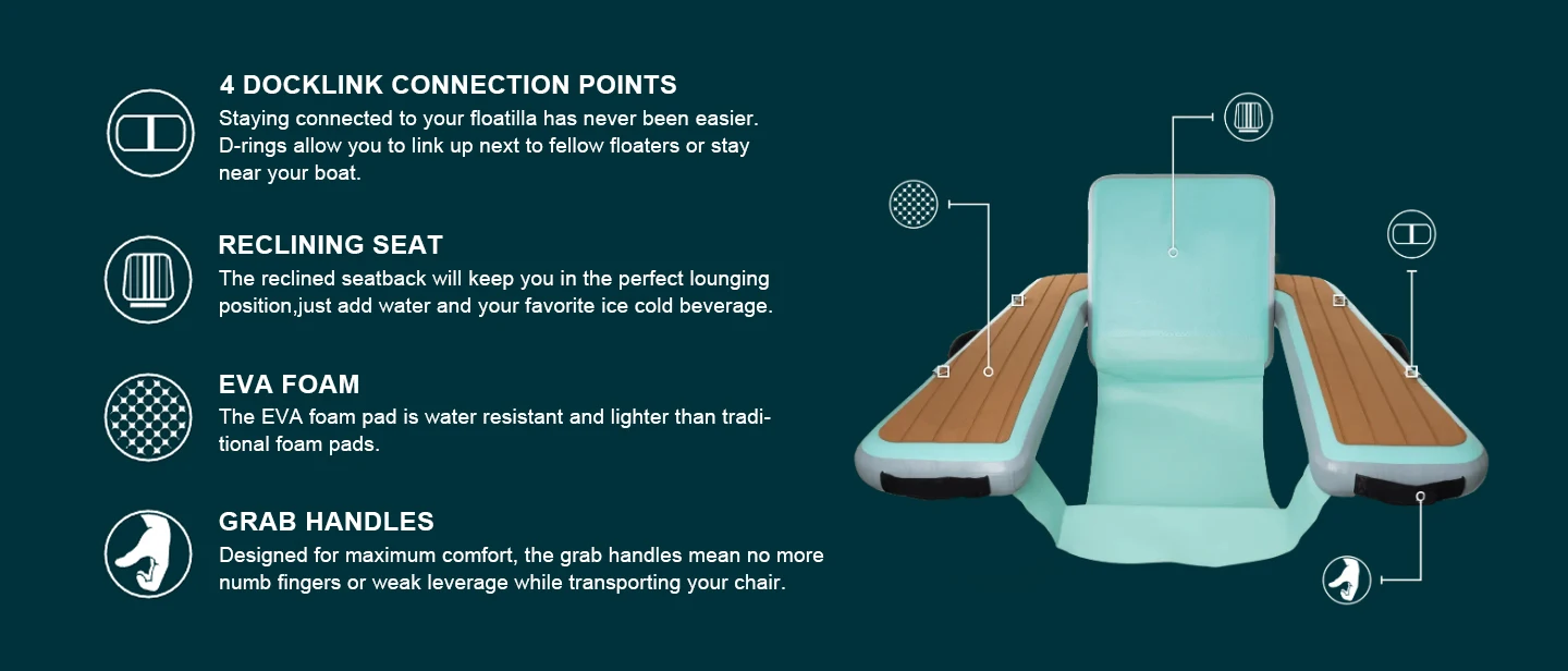 Floating Dock Boat Water Platform Luxury Motorized Lounge Chair Floats Deluxe Floating Outdoor