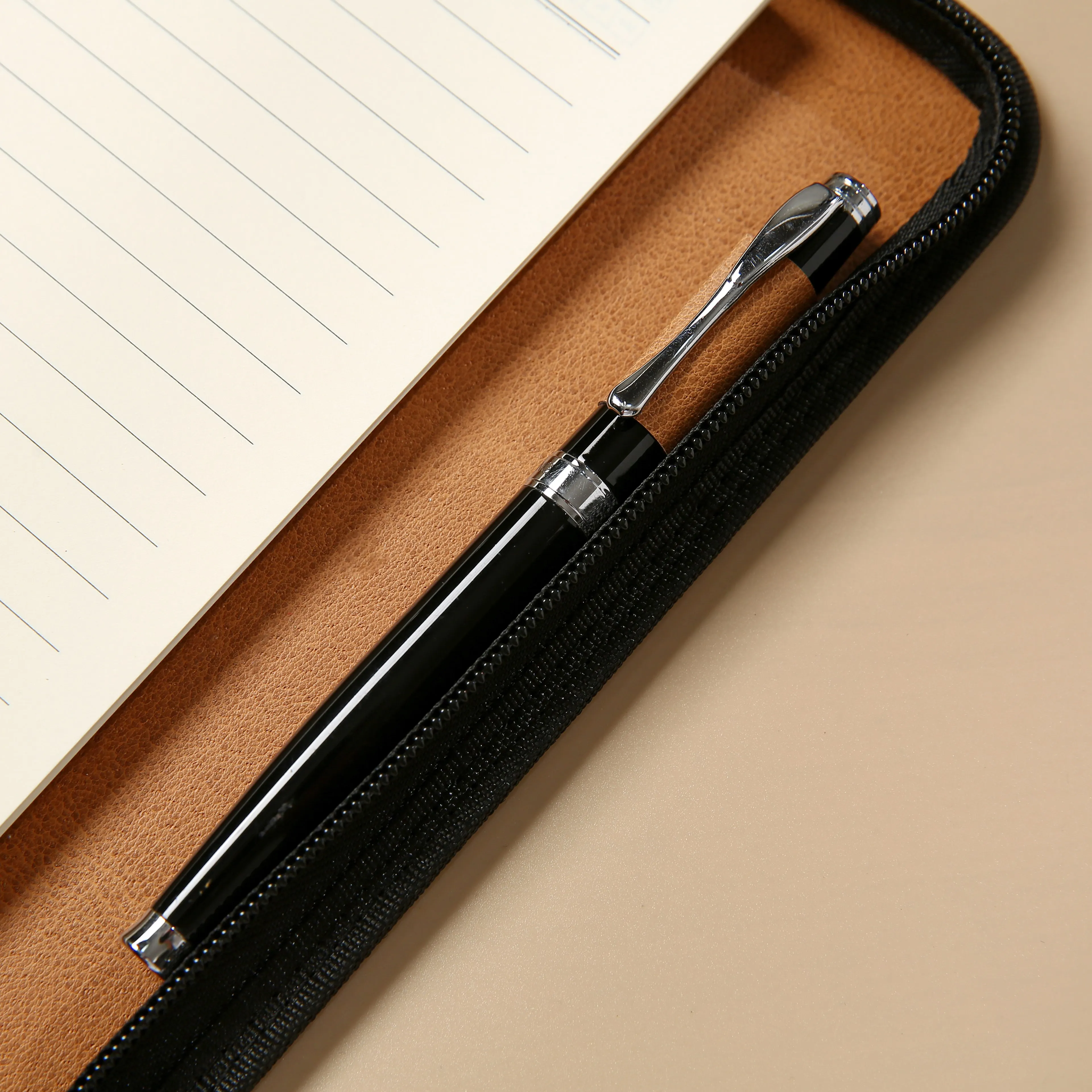 product zippered notebook pu leather  6 ring binder with card slots for business office meeting executive work planner organizer-9