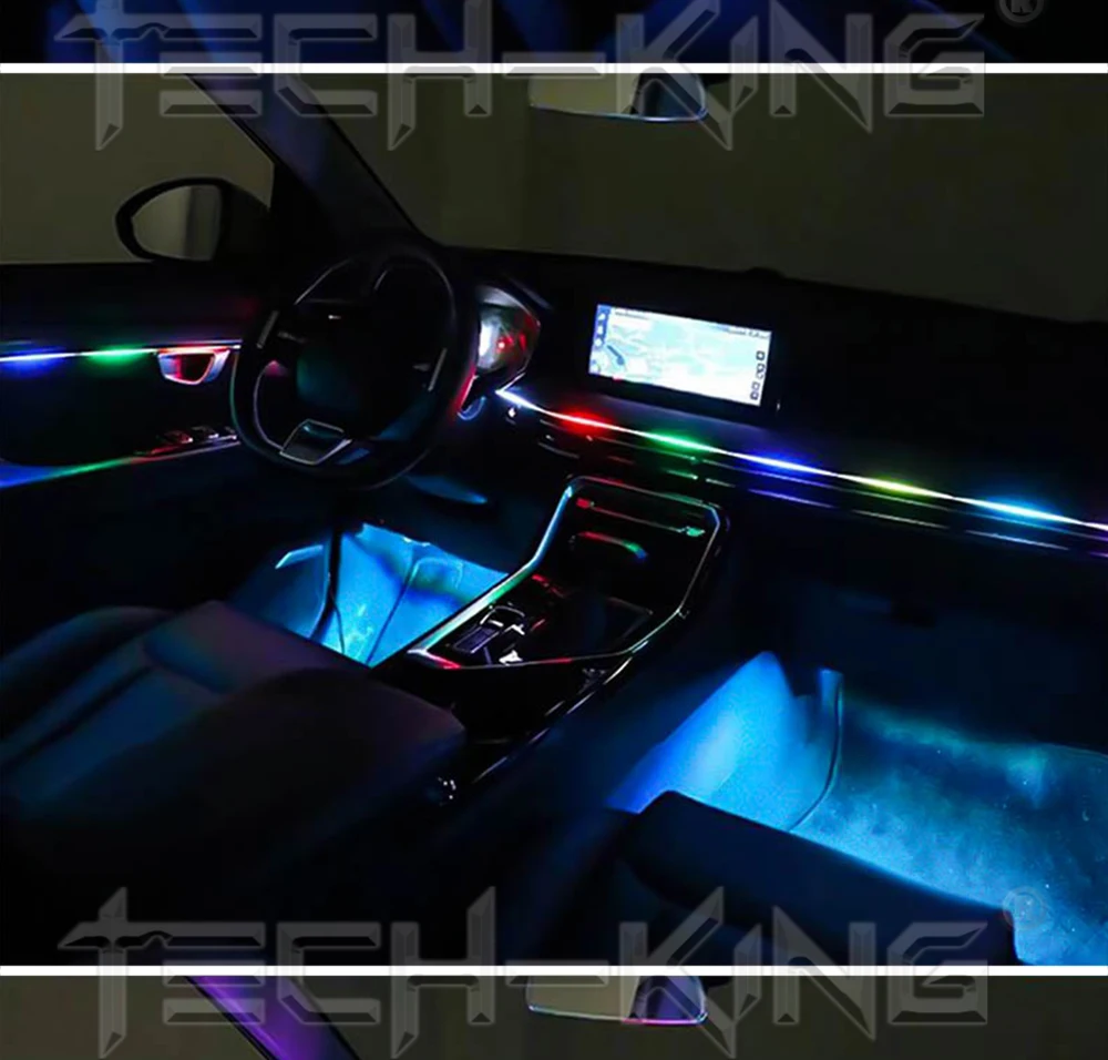 Car Universal 18 In 1 LED Ambient Lights RBG RGBW By App Control Strip Light Guide Fiber Optic Decoration Atmosphere Lamp