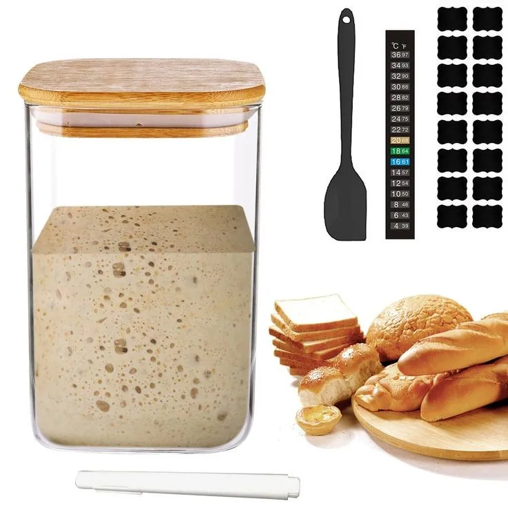 40oz Wide Mouth Sourdough Starter Container Sourdough Starter Jar With Thermometer Scraper