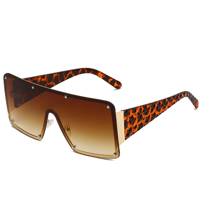NWOGLSS 58287 Colorful Metal Square Oversized Fashion Conjoined Sunglasses aperçu 6