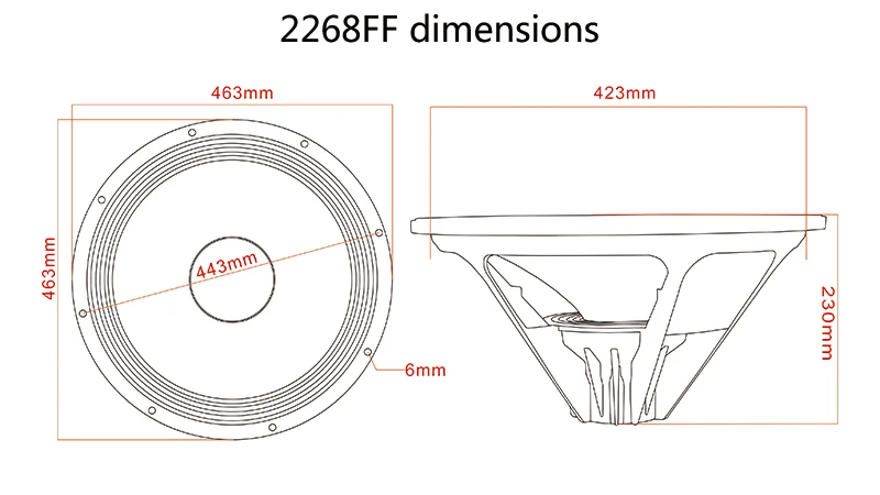 2268FF Neodymium Magnet Woofer - Dual Voice Coil 18 Inch