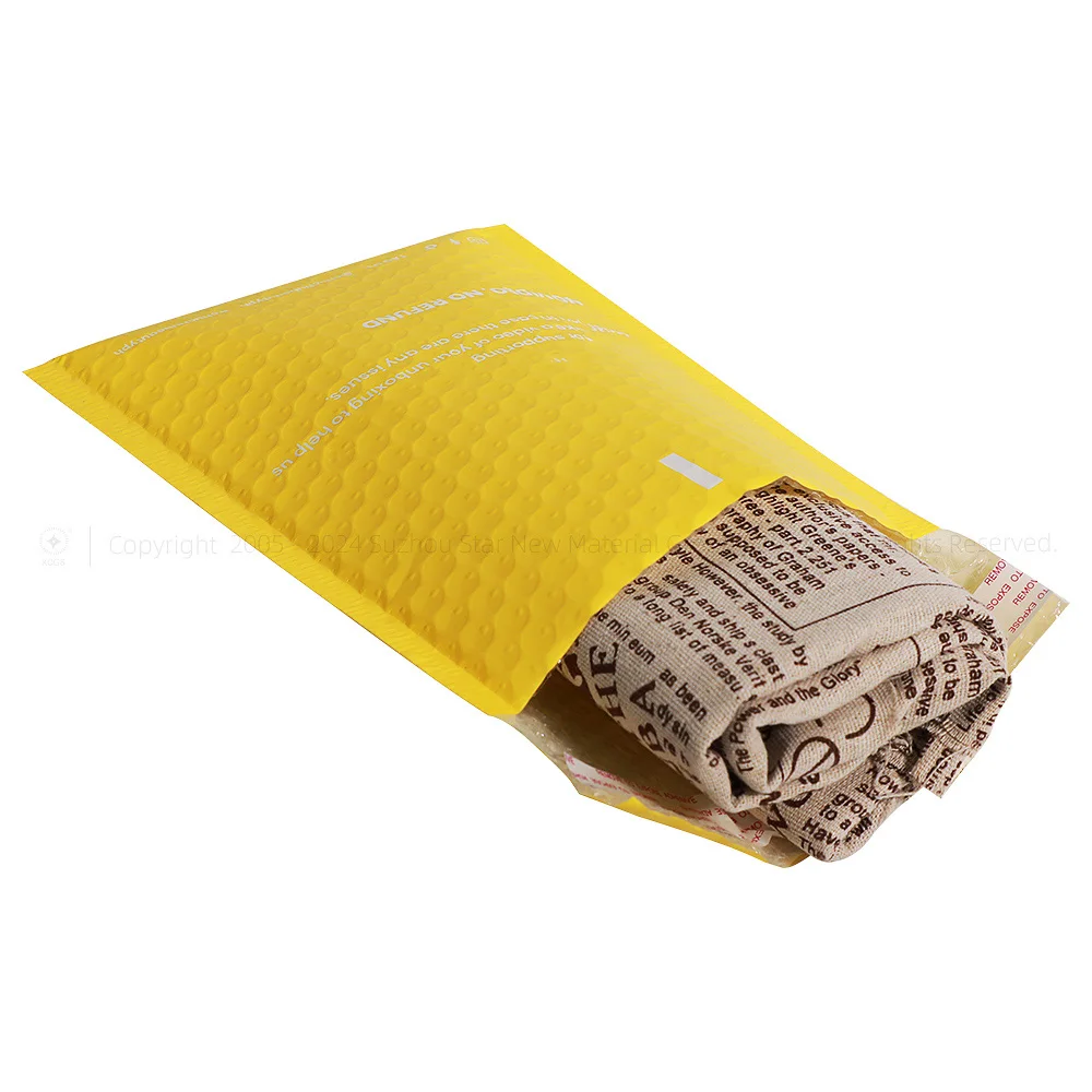 New Arrival Yellow Custom Logo Printed Eco Friendly Cute Bubble Mailers Padded Envelopes Shipping Mailers