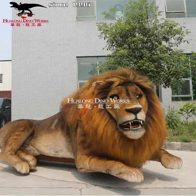 Realistic Artificial Lion Model Handmade Animatronic Museum Kids' Indoor Amusement Shopping Mall Park Ride Durable Metal