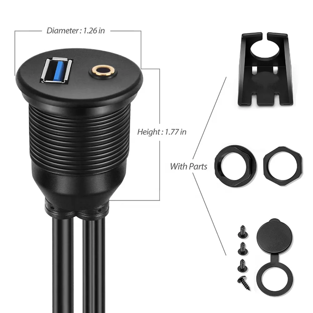 Утопленный монтажный комплект кабеля 3 фута USB 0 штекер-гнездо и 2 RCA штекер до 5 мм гнездо AUX Удлинительный кабель панель приборной