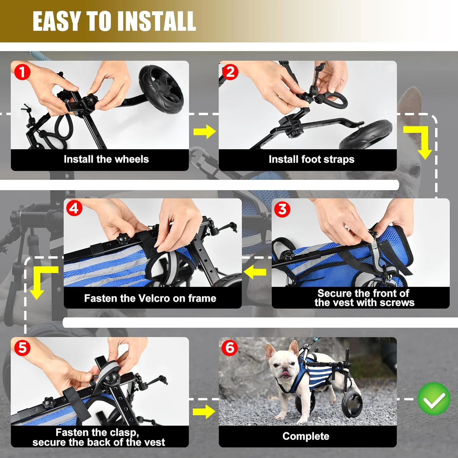 2024 Upgraded Dog Wheelchair For Back Legs Small Wheelchair For Dogs With Disabled Hind Legs