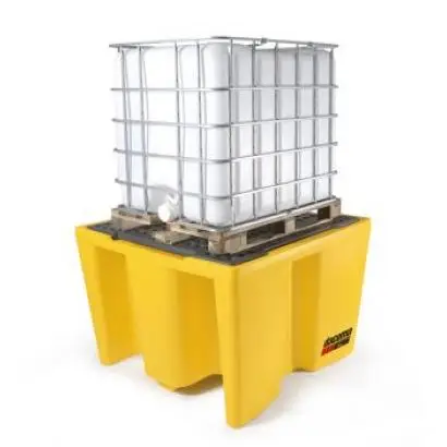 High quality Low Profile Customizable 4 drum spill pallet with Yellow chassis