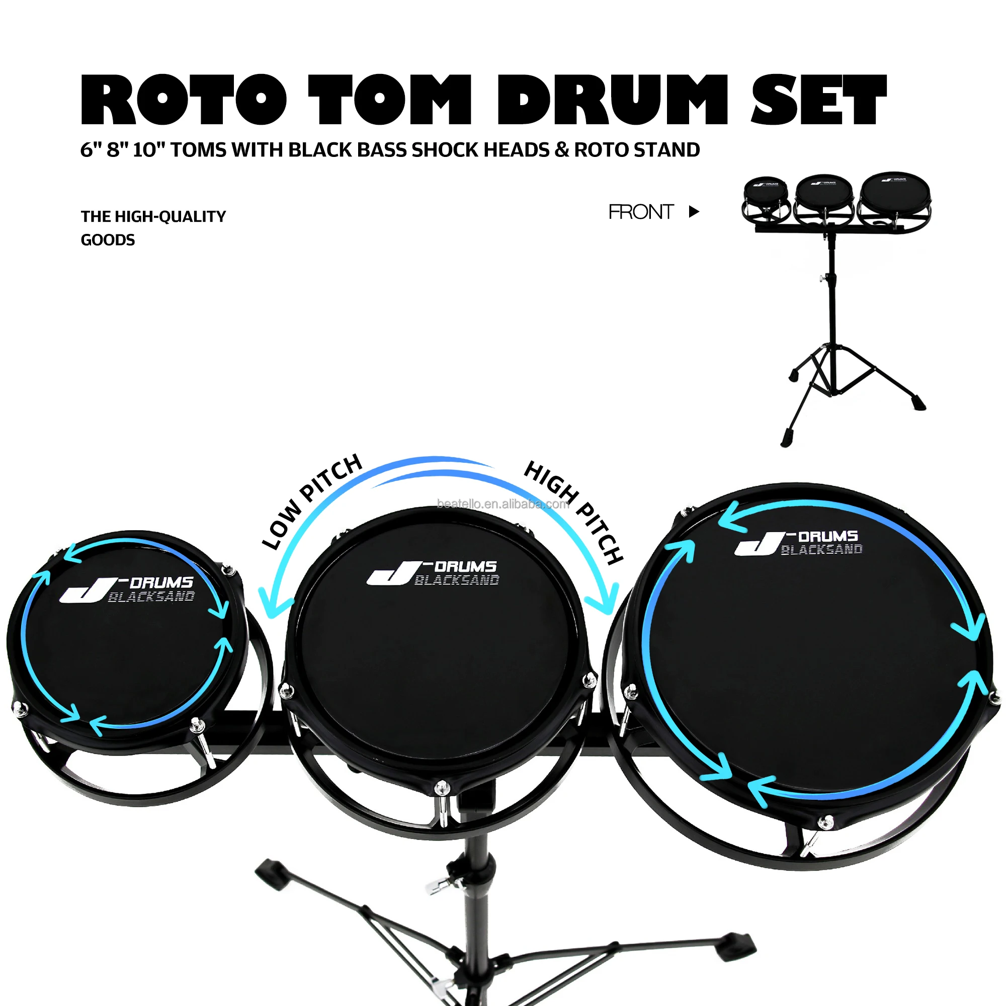 Beatello JBK ポータブルロトドラムセット 6'' 8'' 10'' トムドラム