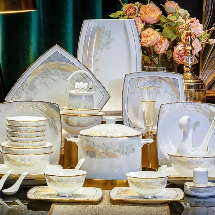Elegant 72pcs Bone China Dinner Set for Restaurants & Weddings