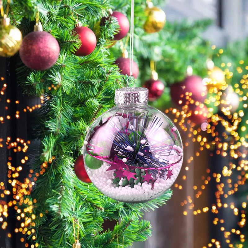 Christmas Ornament 10cm 8cm 6cm Christmas Plastic Open Round Clear Ball