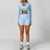 Light Blue Long-sleeve bra and shorts