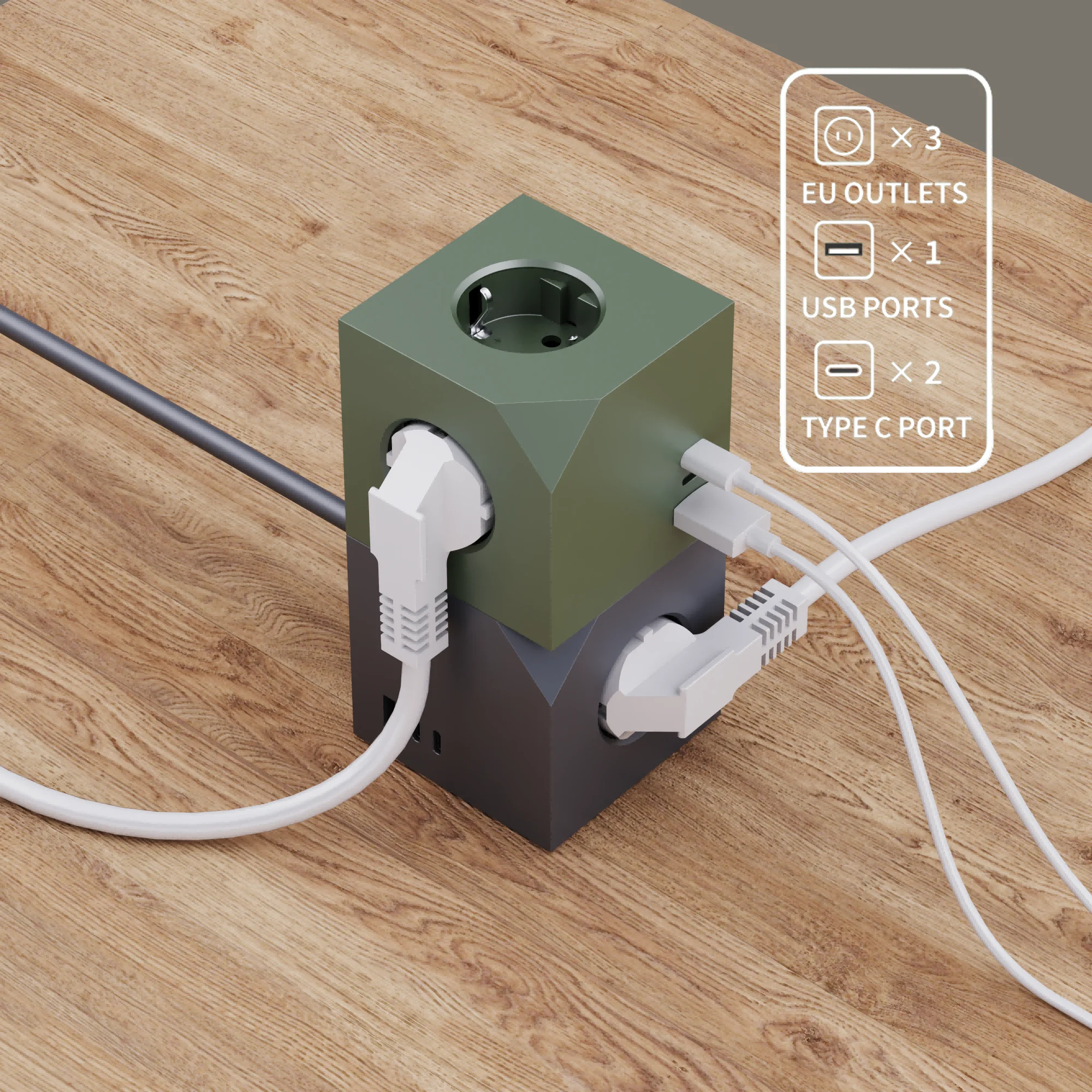 Pd20w Schnelllade-steckdose Cube-adapter Mit Usb A Und C Multi-stecker Europäische Rubikswürfel-steckdose 16a Mit Ce Rohs