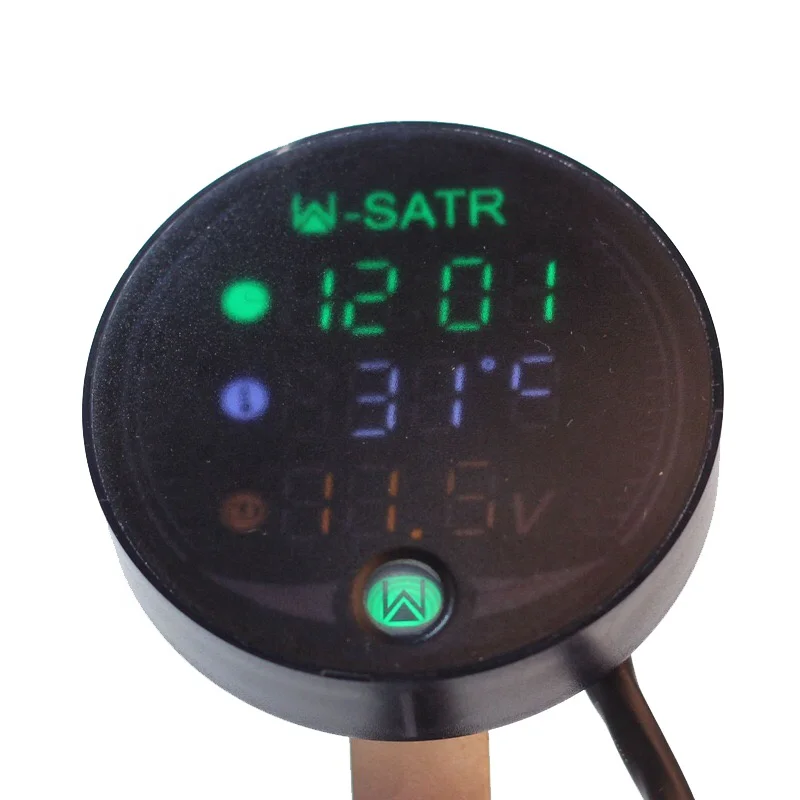 Motorcycle Voltage+Time Two-In-One Voltmeter Meter Red Digital Display Indicator 