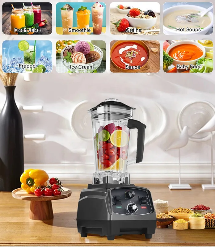 2200W Heavy Duty Kitchen Home Appliance Blender Mixer Juicer Commercial Grade Timer Blender Ice Smoothies Food Processor