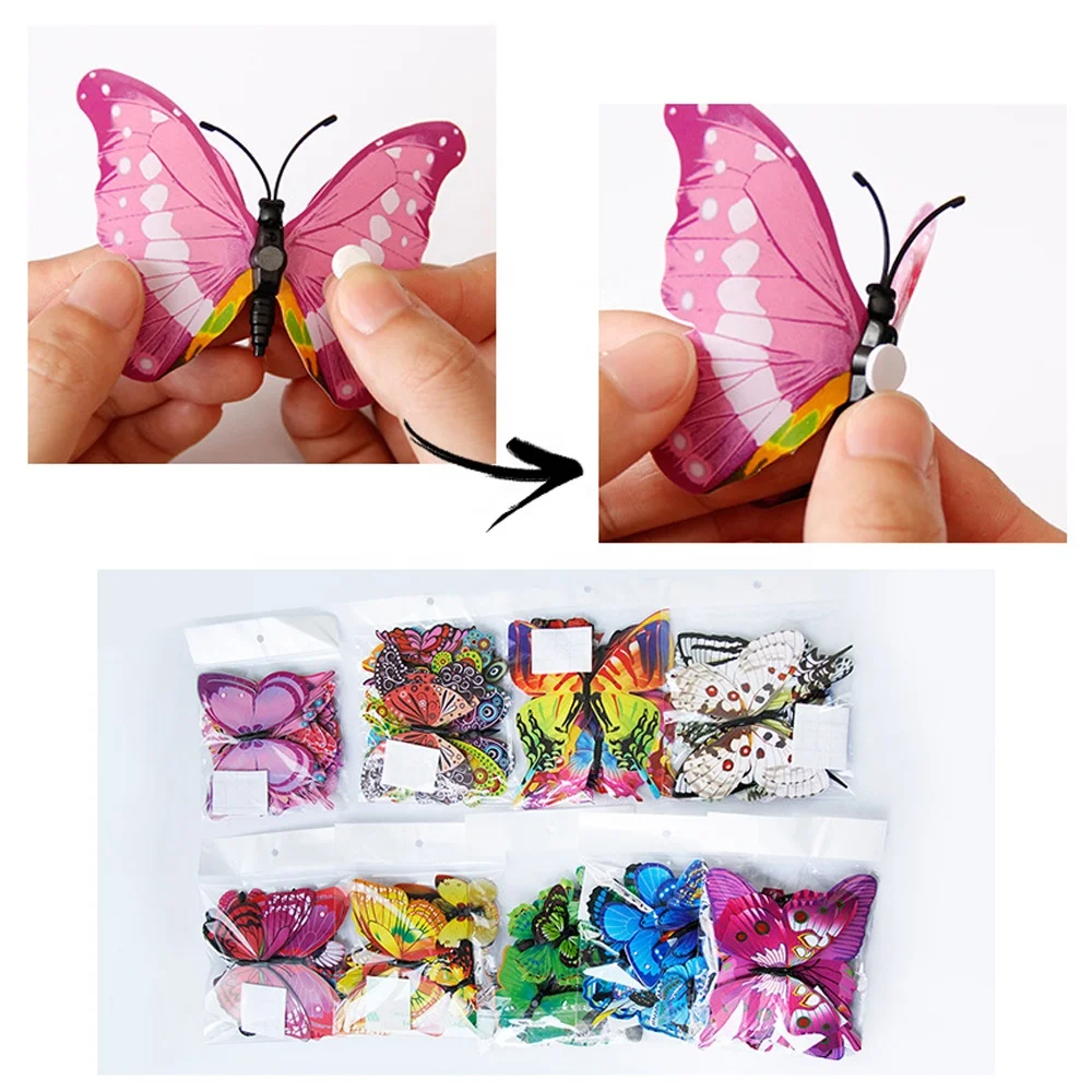 12 Pcs/pack Double Layer 3D PVC Butterfly Wall Sticker Set