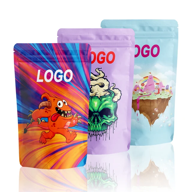 Customize Mylar Bags Smell Proof Zip Lock Soft Touch Smell Proof 420 Edibles Packaging Bags Plastic Baggies