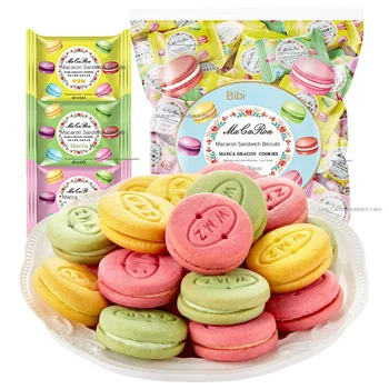 Bibzan Macaron Sandwich Biscuits Crispy French Bulk Biscuits Full Box Variety Cheese Strawberry Cream Cocoa Coffee Halal