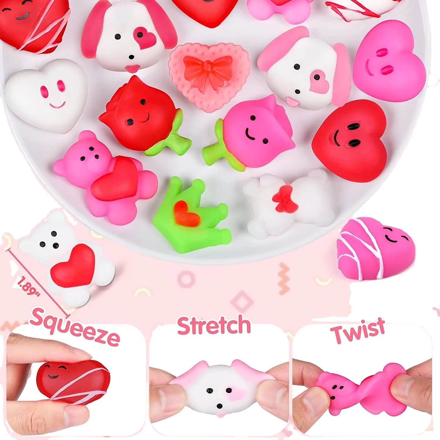 2024 New Cute Mochi Squishy Kids Party Favors Kawaii Mochi Squishy Toys  Soft Squeeze Heart Flower Bear Squishy