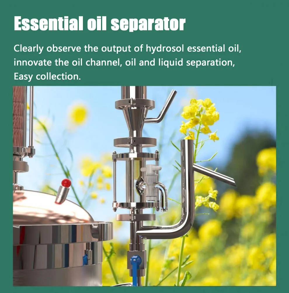 20 30L 65L Eucalyptus Citronella Grass Rose Lemon Lavender Hydrosol Essential Oil Distillation Extraction Machine for Sale