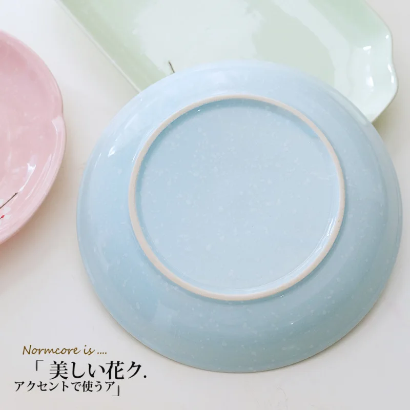 Japanese Environmentally Friendly Ceramic Dinner Plate Set Cute