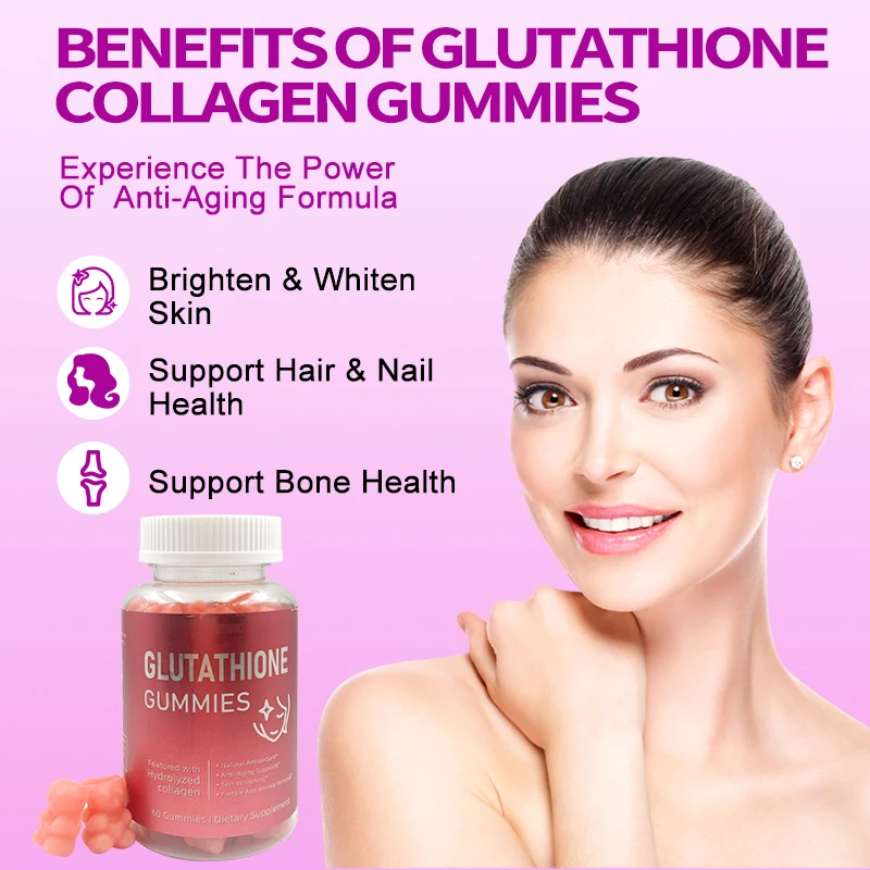 benefits of glutathione collagen gummies Nature Glow - Cranberry Flavor, 60 Chewable NATURE GLOW Glow Glutathione Collagen