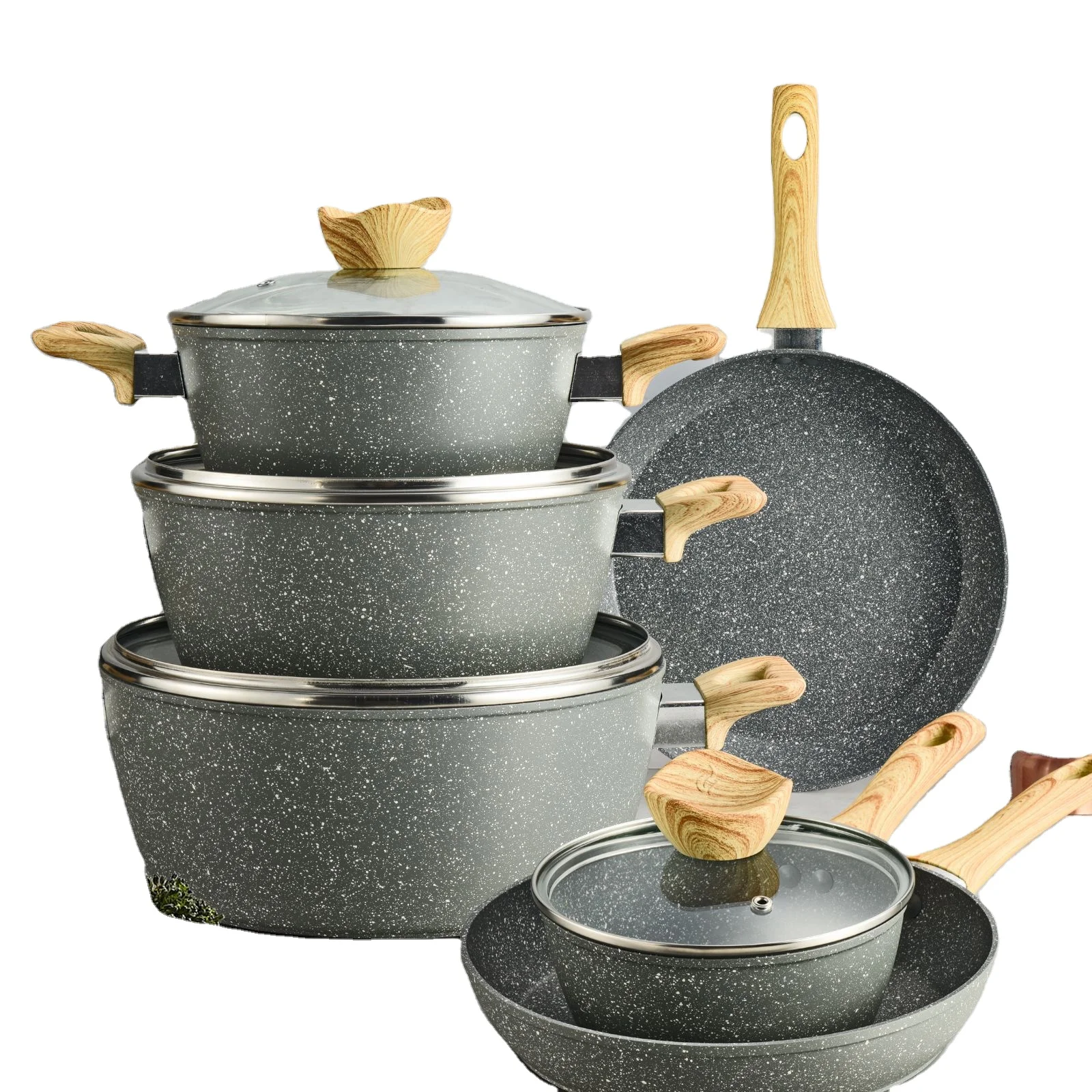 Nonstick Pots and Pans Set; 10 Piece Granite Kitchen Cookware Set