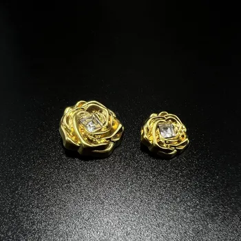 Custom High-End Metal Rose Style Diamond Decorative Buttons for Wholesale