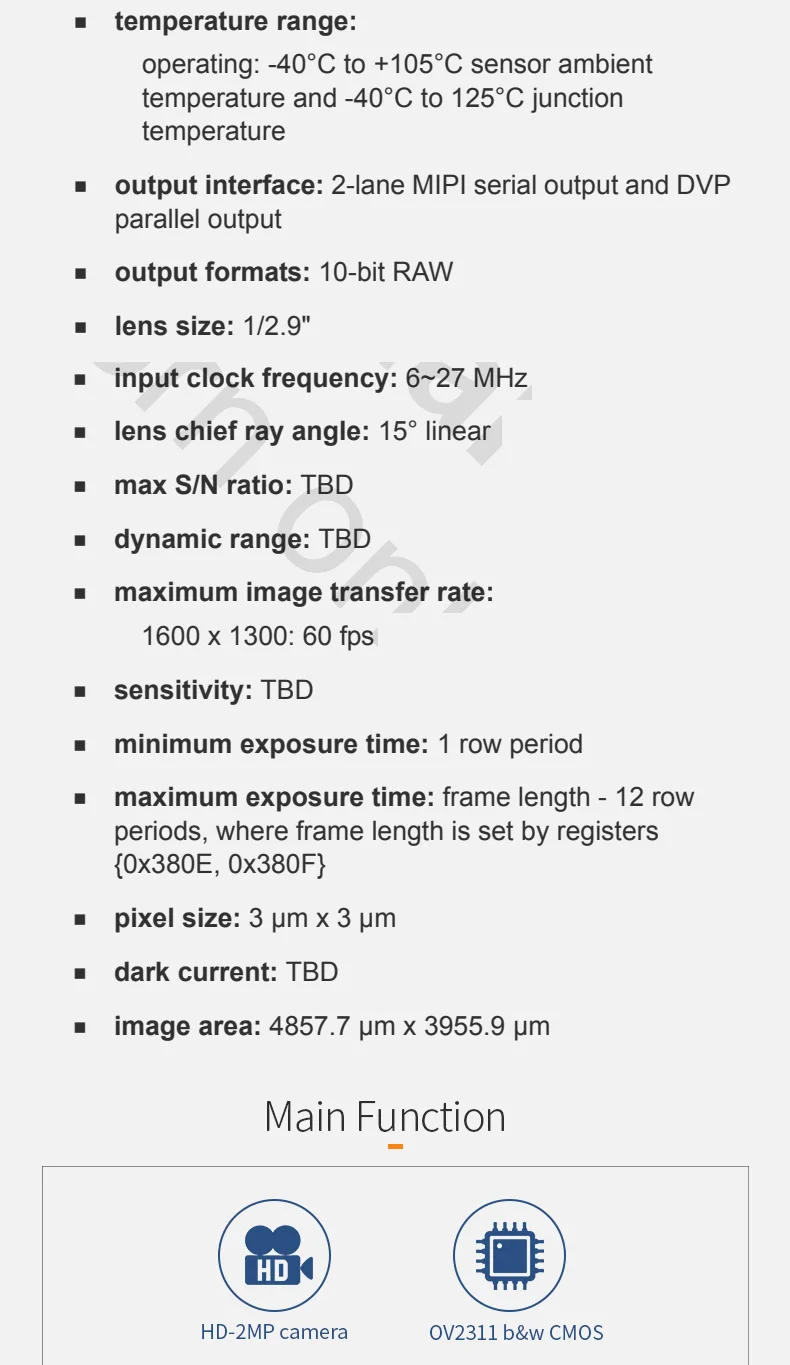 DGZX MIPI 2mp 1080p 60fps global shutter camera module插图2