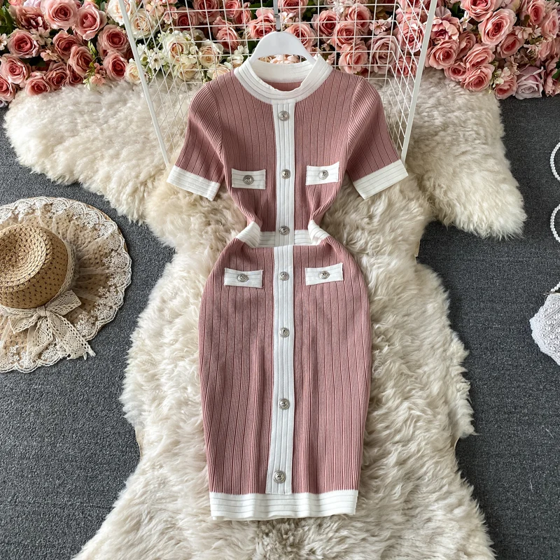 Women Autumn Knitted Dress V Neck Sexy Slim Elastic Oversized Basic Bodycon  Long Dress Winter Knit Warm Sweater Dresses